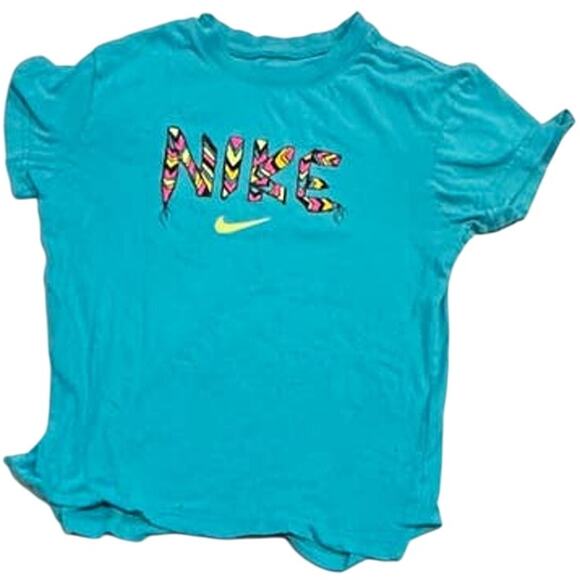 Nike Baby Tee Size L Blue Short Sleeve 100% Cotton Y2K 2000s Retro SMALL HOLES - Picture 1 of 7